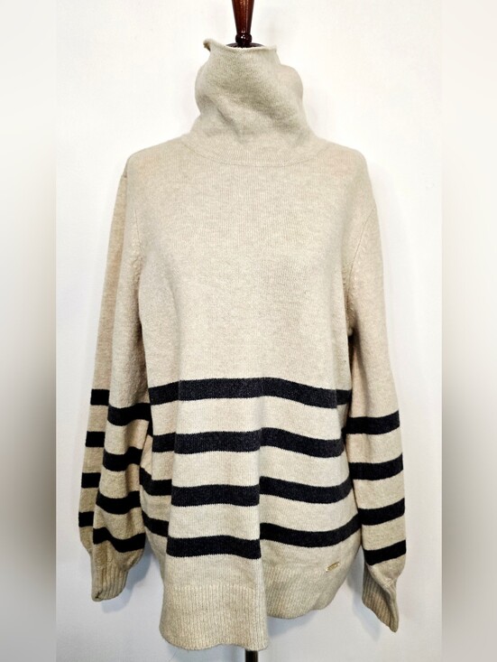 Michael Kors Sweaters - Michael Kors Striped Turtleneck Sweater Quiet Luxury Coastal Chic Academic